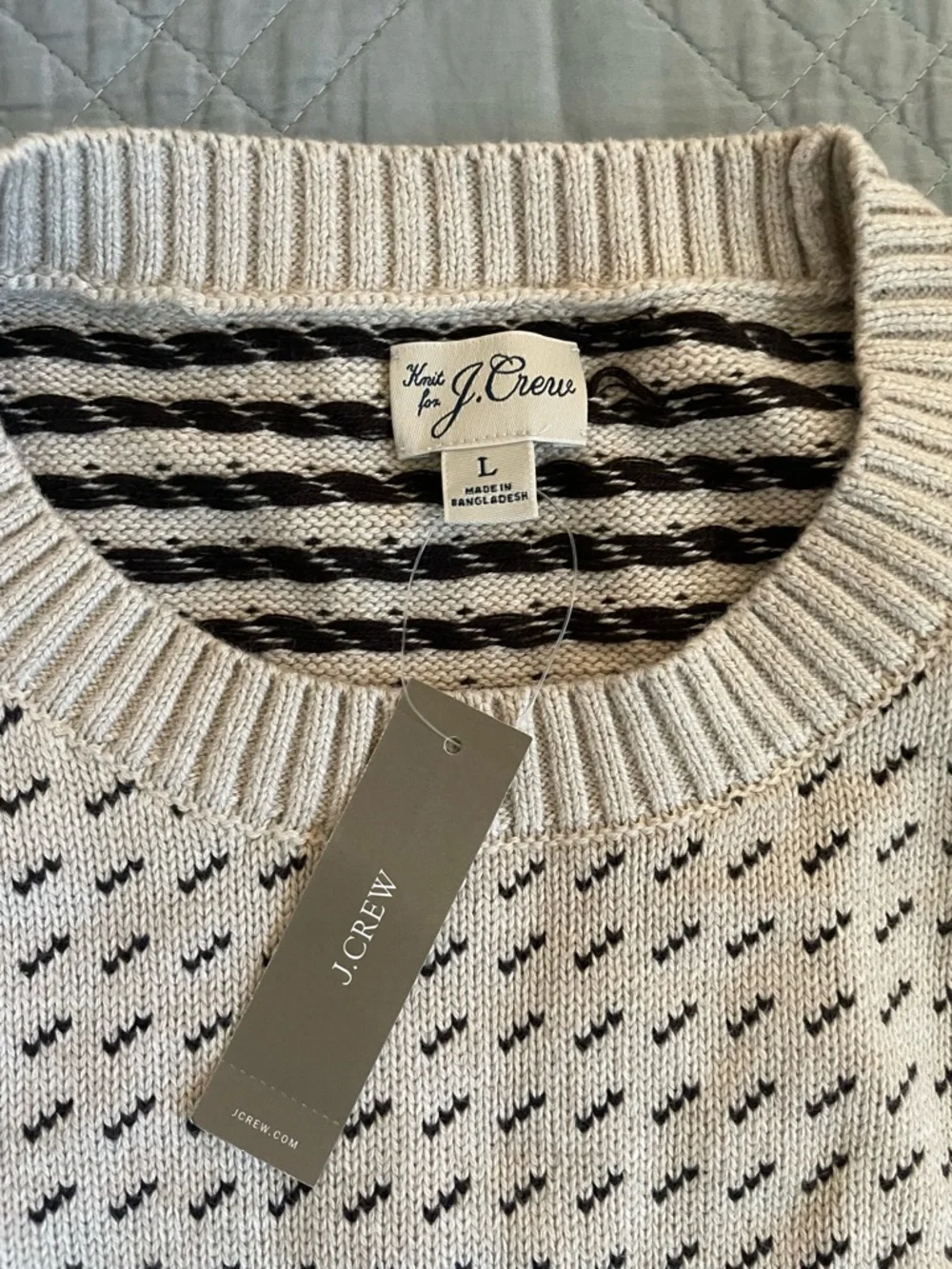J. CREW Heritage cotton‎ sweater in bird's-eye stitch Size L NWT $118 CM312